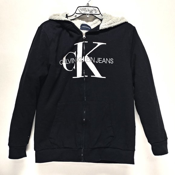 Calvin Klein Jeans Jackets & Blazers - Calvin Klein Jeans Logo Black Hooded Zip-Up Jacket